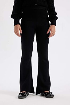 DeFacto Kız Çocuk Flare Fit İspanyol Paça Basic Düz Triko Pantolon A6029A824WNBK27