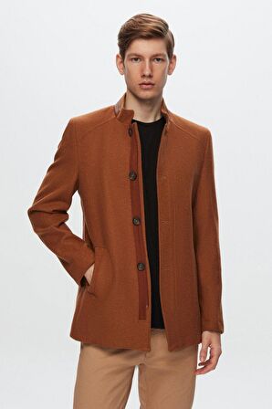 Ds Damat Regular Fit Camel Dik Yaka Kaşe Kaban 1HCK78ORT5033 1HCK78ORT5033