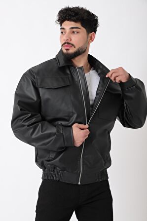 Büyük Cep Kapaklı Suni Deri Mont_50391