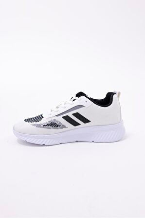 Dijital Baskılı Unisex Beyaz Sneaker - Siyah Desenli Günlük Ayakkabı