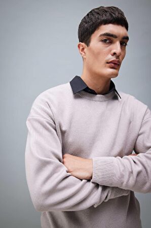 DeFacto Relax Fit Bisiklet Yaka Basic Düz Triko Kazak A8449AX23WNBG684