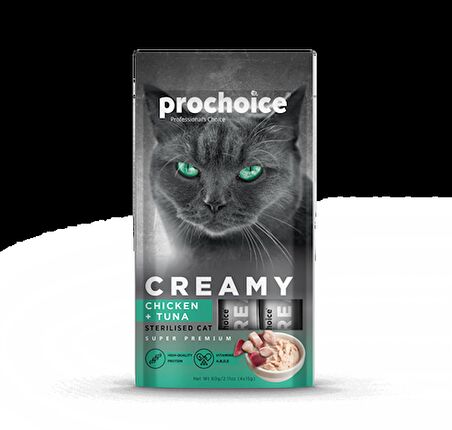 Prochoice Tavuklu Ton Balıklı Kısır Kedi Kreması 4x15 Gr