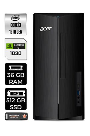 ACER ASPİRE i3 12100 36GB RAM 512GB SSD GT1030/4GB FDOS DT.BHUEM.004 MASAÜSTÜ PC & PER4 BELLEK