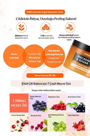 Arındırıcı Pürüzsüzleştirici Vücut Peelingi Kundal Macadamia & Sugar Body Scrub 550g(Cherry Blossom)