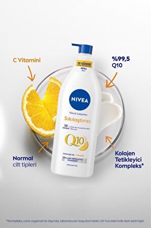 Nivea Q10 Sıkılaştırıcı Vücut Losyonu 400ml, 10Günde Sıkılaş, C Vitamini, Nemlendirici, Esnek Cilt, X2Adet