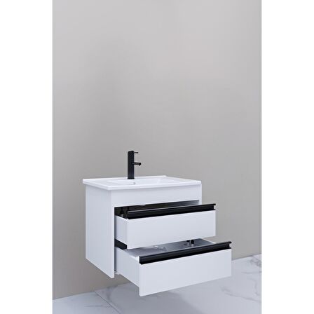 Levante 65 Cm Beyaz Lavabolu Banyo Dolabı Bgn Aynalı - Boy Dolap Hariç