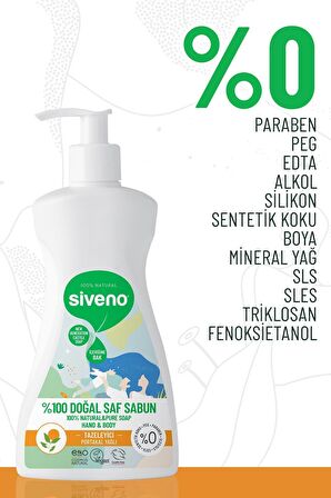 Siveno %100 Doğal Sıvı Kastil Sabun Portakal Yağlı Tazeleyici Nemlendirici Arındırıcı Bitkisel Vegan 300 ml