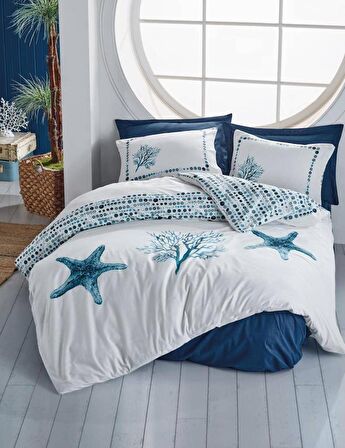 Cotton Box Maritime Nevresim Takımı Çift Kişilik Star Lacivert