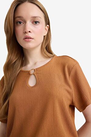 DeFacto Bisiklet Yaka Basic Düz Bürümcük Kısa Kollu Tişört C0194AX25SPBN563