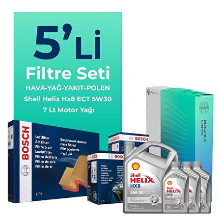 Bosch Mitsubishi L200 2.2 Dizel Filtre Bakım Seti Shell Motor Yağlı (2018-2022) 5 Li