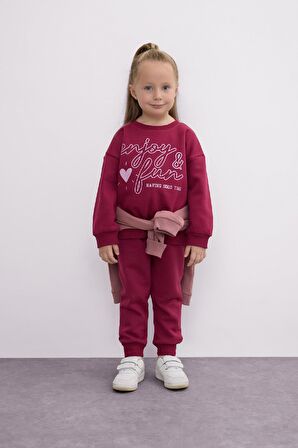Kız Bebek Baskılı Sweatshirt Eşofman Altı 2'li Takım