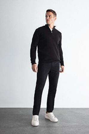 DeFacto Chino Kanvas Pantolon Slim Fit Dar Kesim Pamuklu Esnek Dar Paça C9441AX24AUBK81