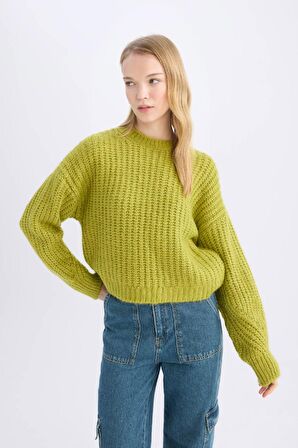 DeFacto Coool Oversize Geniş Kalıp Bisiklet Yaka Triko Kazak V1811AZ24CWGN311