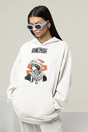 One Piece Baskılı Unisex Oversize Anime Hoodie