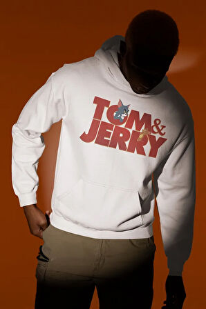 Tom And Jerry Yazılı Unisex Oversize Çizgi Film Hoodie