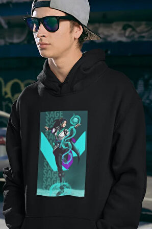Sage Heal Karakter Baskılı Unisex Oversize Vvalorant Hoodie