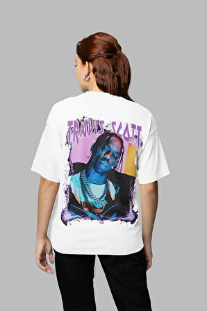 Tasarım Travis Scott Baskılı Unisex Oversize Rapper Tişört