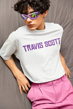 Tasarım Travis Scott Baskılı Unisex Oversize Rapper Tişört