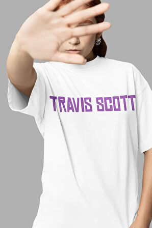 Tasarım Travis Scott Baskılı Unisex Oversize Rapper Tişört