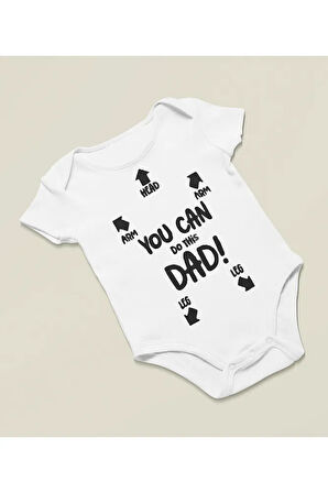 Bunu Yapabilirsin Baba Yazılı Pamuklu Yumuşak Zıbın, Unisex Çıtçıtlı You Can Do This Dad Body Zıbın