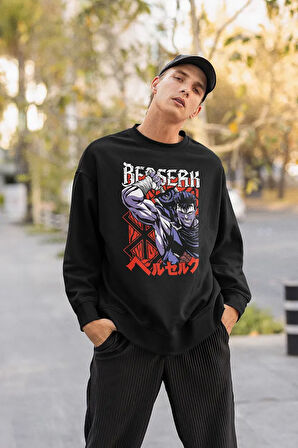 Tasarım Berserk Nuts Baskılı Unisex Oversize Anime Sweatshirt