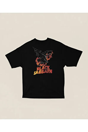 Black Sabbath Müzik Grubu Baskılı Unisex Oversize Tişört