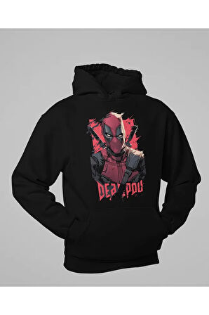 Tasarım Deadpool Baskılı Unisex  Oversize Marvel Hoodie