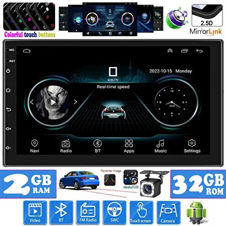 7 Inch 2din 2/32gb. +carplay Ile Gerçek 2gb Ram'li Universal Android 13 Yeni Double Ekran Multimedya