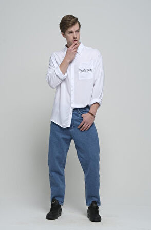 Death Note Baskılı Unisex Anime Cepli Gömlek