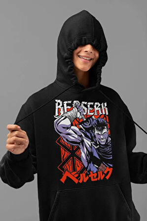 Guts Berserk Baskılı Unisex Oversize Anime Hoodie