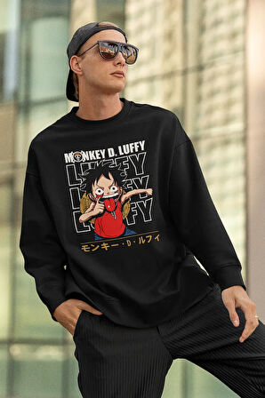Monkey D. Luffy Baskılı Unisex Oversize Anime Karakter Sweatshirt