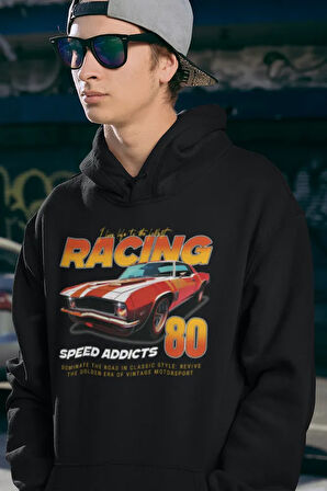 Racing Speed Addicts 80 Baskılı Unisex Oversize Araba Hoodie