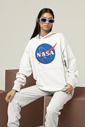 Nasa Baskılı Unisex Oversize Hoodie