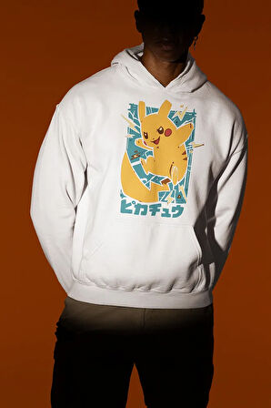 Çizgi Film Pokemon Pikaçu Baskılı Unisex Oversize Hoodie