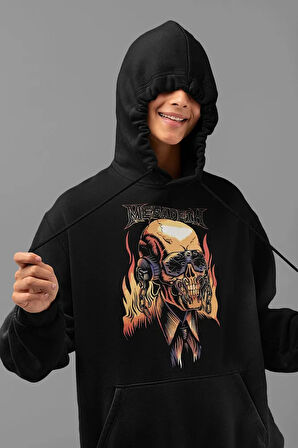 Tasarım Megadeth Baskılı Unisex Oversize Rock Metal Hoodie