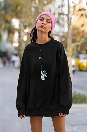Astronaut Baskılı Unisex Oversize Tasarım Sweatshirt