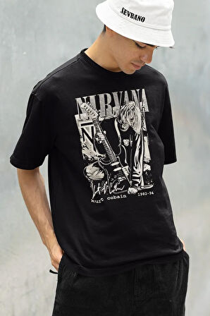 Nirvana Kurt Cobain 1982-94 Baskılı Unisex Oversize Rock Metal Tişört