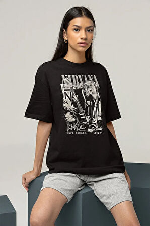 Nirvana Kurt Cobain 1982-94 Baskılı Unisex Oversize Rock Metal Tişört