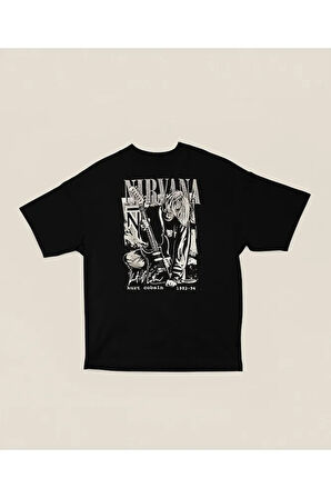 Nirvana Kurt Cobain 1982-94 Baskılı Unisex Oversize Rock Metal Tişört