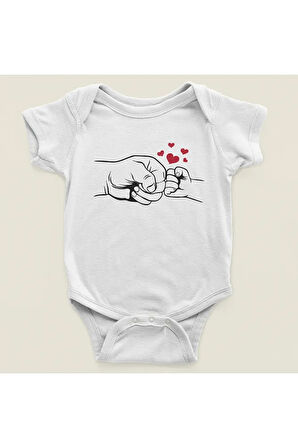 Tasarım Baba Ve Çocuk Dayanışma Temalı Pamuklu Yumuşak Unisex Çıtçıtlı Body Zıbın