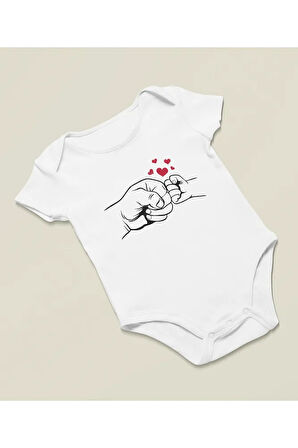 Tasarım Baba Ve Çocuk Dayanışma Temalı Pamuklu Yumuşak Unisex Çıtçıtlı Body Zıbın