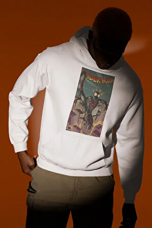 Spider-Man Baskılı Unisex Oversize Örümcek Adam Hoodie