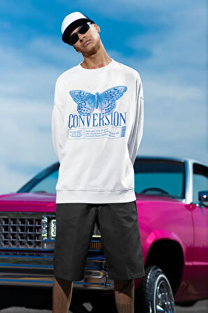 Conversion Kelebek Baskılı Unisex Oversize Tasarım Sweatshirt