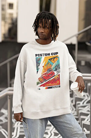 Piston Cup 95 Şimşek Mcqueen Baskılı Unisex Oversize Sweatshirt