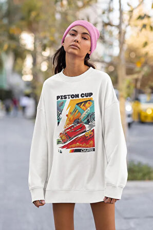 Piston Cup 95 Şimşek Mcqueen Baskılı Unisex Oversize Sweatshirt