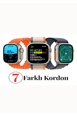 Tüm Akıllı Telefon Modelleriyle Uygun 49 Mm 7 Kordonlu Akıllı Saat 7in1 Strap Smart Watch Saat