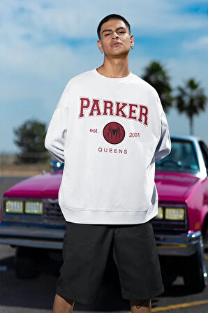 Parker Est. 2001 Queens Yazılı Unisex Oversize Spider-Man Sweatshirt