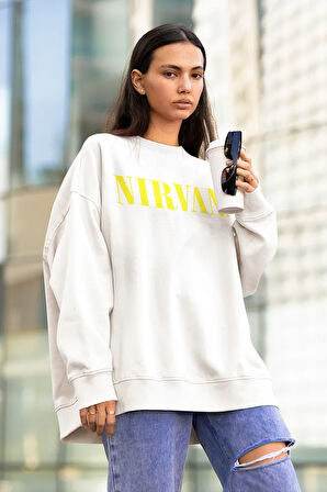 Nirvana Baskılı Unisex Oversize Tasarım Sweatshirt