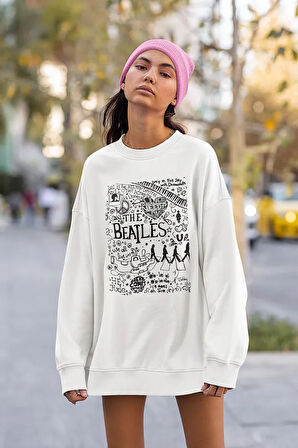 Tasarım Müzik Grubu The Beatles Baskılı Unisex Oversize Sweatshirt