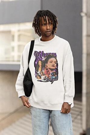 Tasarım Rihanna Bad Girl Baskılı Unisex Oversize Sweatshirt